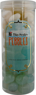 

Tile Italia Pebbles Onyx White & Onyx Aqua Pebbles Polished Round Onyx Pebbles(Multicolor 1 kg)