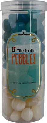 

Tile Italia Pebbles Onyx White & Onyx Sea Green Pebbles Polished Round Onyx Pebbles(Multicolor 1 kg)