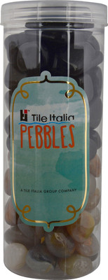 

Tile Italia Pebbles Black & Navrang Pebbles Polished Round Granite Pebbles(Multicolor 1 kg)