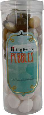 

Tile Italia Pebbles White & Navrang Pebbles Polished Round Quartz Pebbles(Multicolor 1 kg)