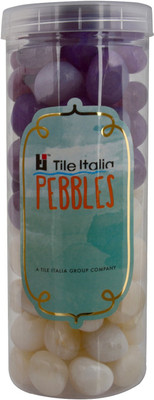 

Tile Italia Pebbles Onyx White & Onyx Violet Pebbles Polished Round Onyx Pebbles(Multicolor 1 kg)