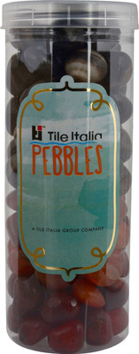 

Tile Italia Pebbles Onyx Black & Carnallion Pebbles Polished Round Onyx Pebbles(Multicolor 1 kg)