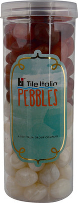 

Tile Italia Pebbles Onyx White & Carnallion Pebbles Polished Round Onyx Pebbles(Multicolor 1 kg)