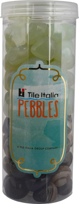 

Tile Italia Pebbles Onyx Black & Onyx Lemon Yellow Pebbles Polished Round Onyx Pebbles(Multicolor 1 kg)