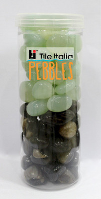 

Tile Italia Pebbles Onyx Black & Onyx Aqua Pebbles Polished Round Onyx Pebbles(Multicolor 1 kg)