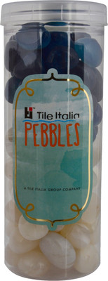 

Tile Italia Pebbles Onyx White & Onyx Sea Blue Pebbles Polished Round Onyx Pebbles(Multicolor 1 kg)