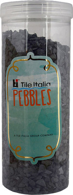 

Tile Italia Pebbles Black Unpolished Chips Polished Angular Granite Stone(Black 1 kg)