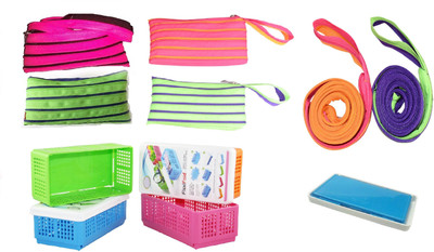 

CSM Combo Of 8 Zipp Strip Pouches & Small Foldable Boxes Storage Basket(Pack of 8)