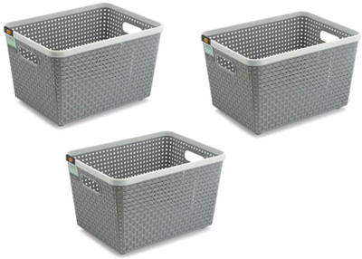 

NAKODA Combo Of 3 Plastic Basket Storage Basket(Pack of 3)