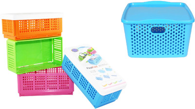 

CSM Combo Of 5 Multipurpose Baskets (4 Foldable Flexi + 1 Basket) Storage Basket(Pack of 5)