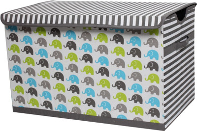 

Bacati Elephants Aqua Lime Grey Storage Box(Multicolor)