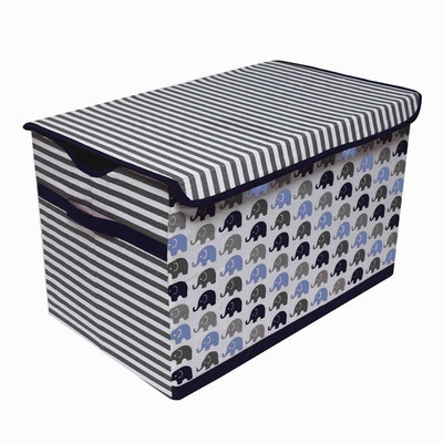 

Bacati Elephants Blue Grey Toy Chest Storage Box(Multicolor)
