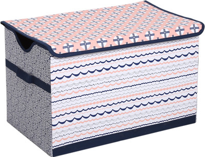 

Bacati Tribal Coral Navy Toy Chest Storage Box(Multicolor)