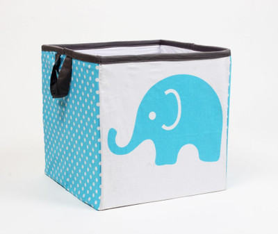 

Bacati Elephants Aqua Lime Grey Small Storage Box(Multicolor)