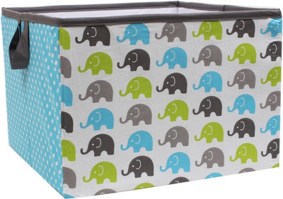 

Bacati Elephants Aqua Lime Grey Large Storage Box(Multicolor)