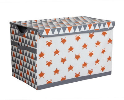 

Bacati Bacati Playful Fox Orange Grey Storage Toy Chest Storage Box(Multicolor)