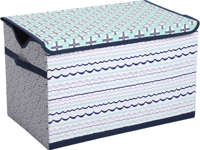 

Bacati Tribal Mint Navy Toy Chest Storage Box(Multicolor)