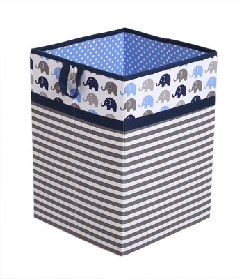 

Bacati Elephants Blue Grey Hamper Storage Box(Blue)