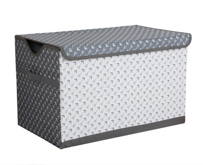 

Bacati Playful Fox White Grey Arrows Storage Toy Chest Storage Box(Multicolor)