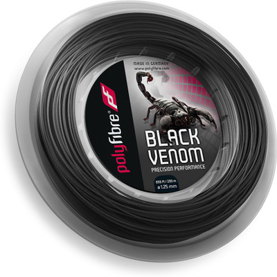 Polyfibre Black Venom 1.30mm 200m 1.3 Tennis String 200 m Black Polyfibre Tennis Strings