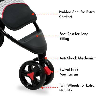 Fisher Price Rover Stroller Cum Pram - Red