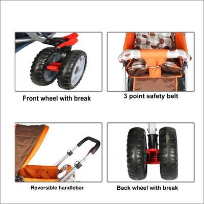 Toyhouse Standard Pram (Orange) 
