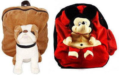 

MGP Creation Exclusive Brown Pug Dog & Red Micky Nursery Kids School Bag - 14 inch(Multicolor)