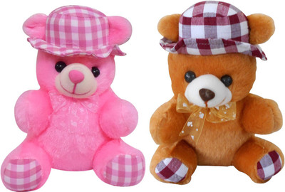 

Saugat Traders Couple Cap Teddy - 20 cm(Brown, Pink)
