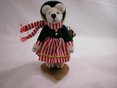 

World of Miniature Bears 3" Plush Bear Carol 714 Collectible Miniature Made Hand(Red)