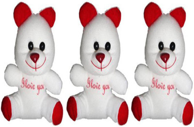Atorakushon Pack Of 3 Soft Teddy Bear For Kids Love Valentine Couple Birthday Gift - 15 cm(Multi)