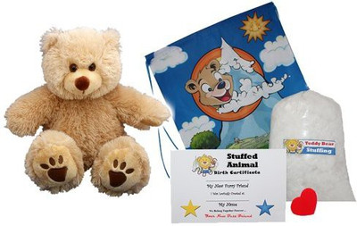 Stuffems Toy Shop Make Your Own Animal "Furry Brown Bear" No Sew Kit(Brown)
