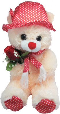 

Tickles Charming Cap Teddy With Rose - 45 cm(Beige)