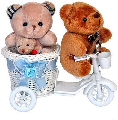 

Pingaksh Crafty Collection Lovely Brown Happy Teddy Family on Ride - 12.5 cm(White)