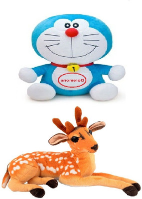 

VRV Multicolour Doremone and Deer Stuff Toy - 20 cm(Multicolor)