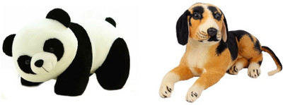 Deals India Panda Soft Toy (26 cm) and Black Dog (32 cm) combo - 26 cm(Multicolor)