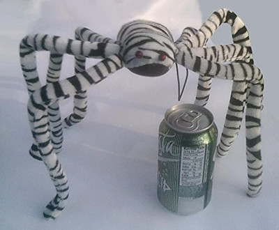 

Momentum Brands Large Plush Zebra Spider For Halloween Decoration Measures(White)