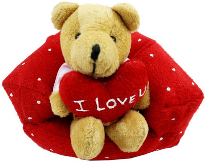 

Tickles Teddy with Heart Sitting On Sofa - 13 cm(Red)
