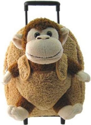 

Kreative Kids, Inc Kids Beige Rolling Backpack With Monkey Stuffie - 9 inch(Brown)