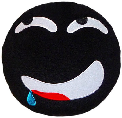 

Grab A Deal Soft Smiley Emoticon Black Round Cushion Pillow Stuffed Plush Toy Doll (Yummy Yum) - 12 inch(Black)