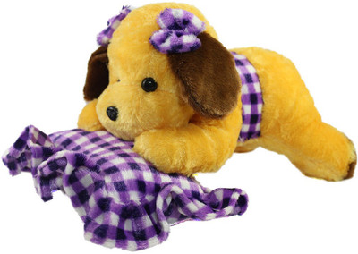 

Tickles Laying Dog with Cushion. - 33 cm(Brown)
