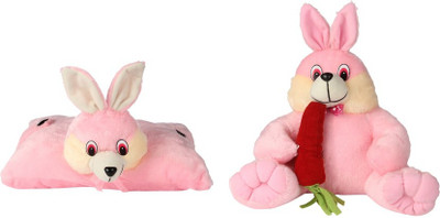 

Deals India Folding bunny pillow and sitting Bunny with carrot - 10 cm(Pink)