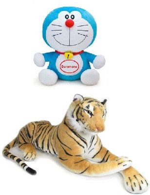 VRV Multicolour Doraemon and Tiger Stuff Toy  - 15 cm(Multicolor)