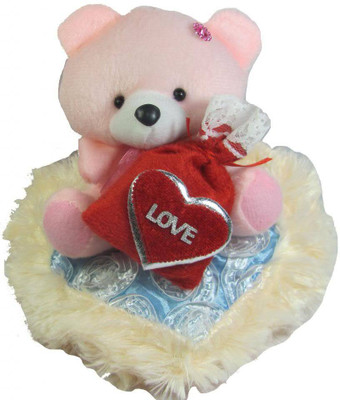 

Tickles Valentine Teddy with Heart - 6 inch(Pink)