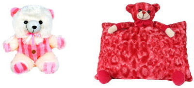 

Deals India Soft Cream Teddy and Red Teddy Pillow - 10 cm(Beige, Red)