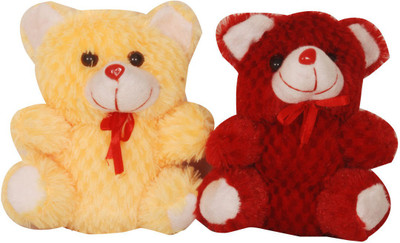 Oril Set of 2 Soft Velvet Teddy - 8 inch(Yellow, Red), Red;yellow