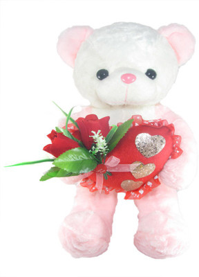 

Tickles Charming Teddy With Beautiful Roses And Heart - 45 cm(Pink)