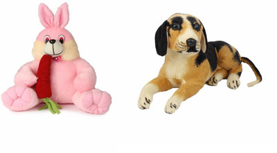 Deals India Deals India Bunny with Carrot - 35 cm and Black Dog (32 cm) - 35 cm(Multicolor)