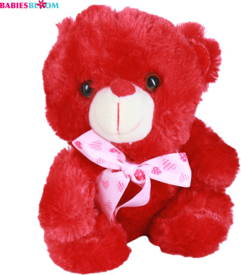 

Babies Bloom Red Be My Valentine Plush Stuffed Teddy Bear With Pink Knot - 20 cm(Red)