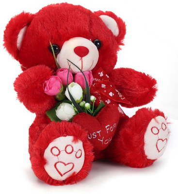 

Tickles I Love U Heart Teddy with Rose - 22 cm(Red)