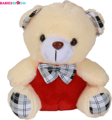 

Babies Bloom Comfortable Cream Teddy Bear Plush Toy With Necktie - 20 cm(Cream/Red)